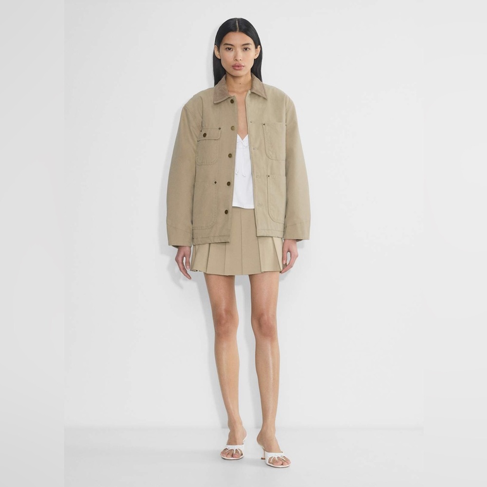 NWT Aritzia Sunday Best Olive Pleated Micro Skirt Wicker Tan Beige 8